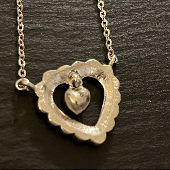 Vintage Kirks Folly Beloved Heart Pendant Silver Tone Necklace - Picture 7 of 13